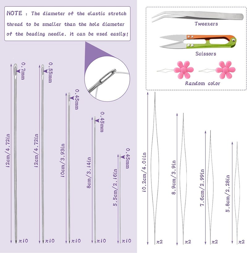 kdafio 58 Pcs Beading Needles for Jewelry Making, Big Eye Beading Needles Ultra-Thin Stainless Steel Craft Seed Bead Needles, Flexible Eye, Perfect for Beading, Embroidery & DIY Crafts - Image 2